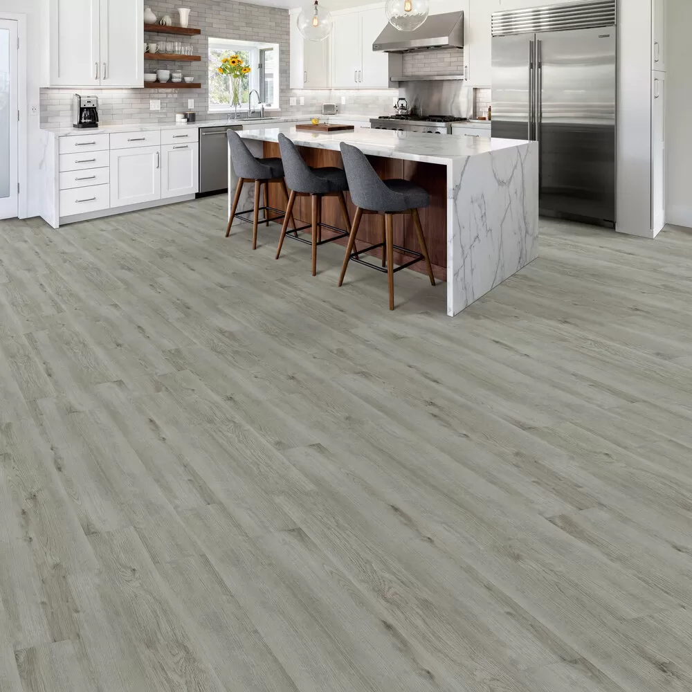 Next Floor StoneCast Amazing Nickel Finished Oak vinyl 537048 in room