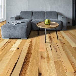 3/4" x 5" Low Gloss Smooth Character Grade Hickory Cades Cove Natural installed