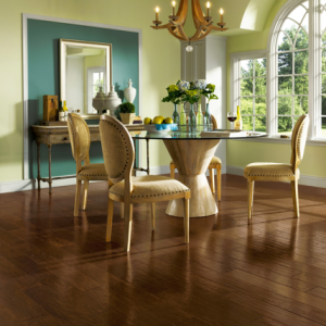 Installed image of Hartco Wilderness Brown hardwood flooring