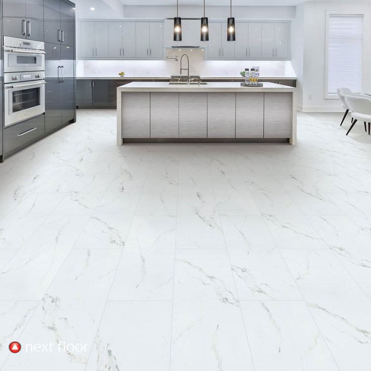 Honed Carrara installed