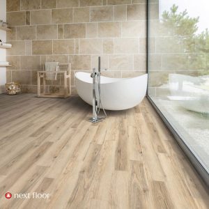 Vanilla Hickory luxury vinyl plank installed - NF450503