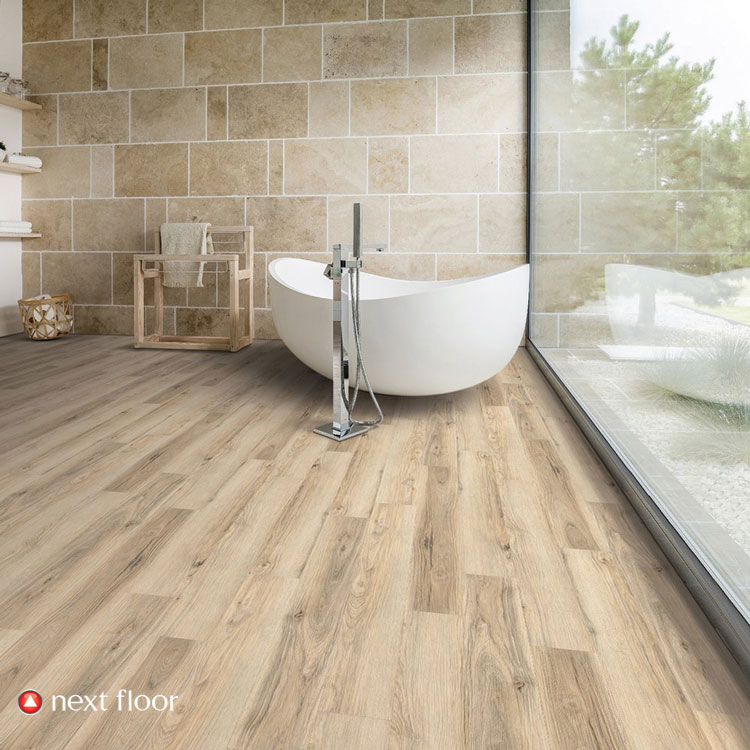 Vanilla Hickory luxury vinyl plank installed - NF450503